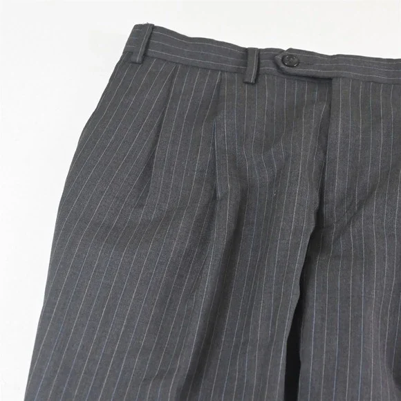American Living 44R 34x30 Gray Striped 100% Wool Mens Jacket Pants Suit